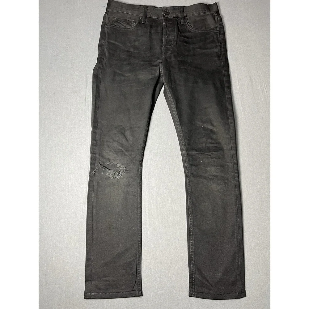 All Saints Cigarette Slim Fit Soft Stretch Black Denim Jeans Men's Size W28